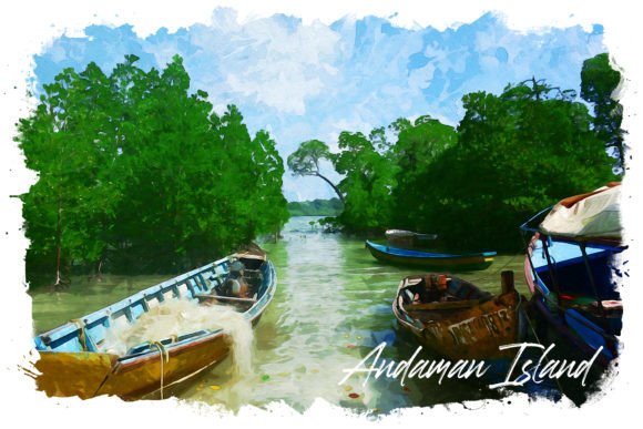 Andaman Island Watercolor Poster: A Visual Gem for Local Brand Identity and Packaging Design