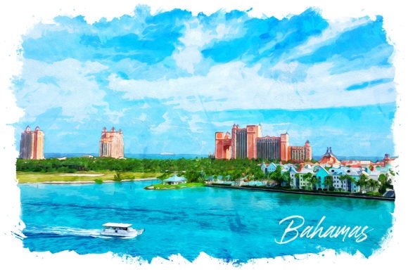 Bahamas Watercolor Poster: A Versatile Illustration for Modern Branding