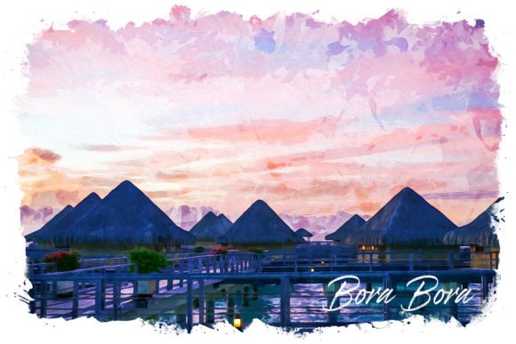Bora Bora Watercolor Poster: A Fresh Illustration for Local Branding