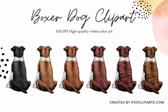 Boxer Dog Clipart for Illustrations & Digital Product Sellers