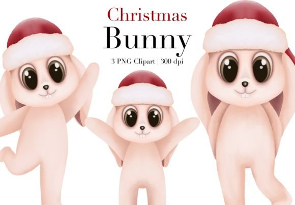 Cute Bunny Watercolor Christmas Clipart for Crafters & Etsy Sellers