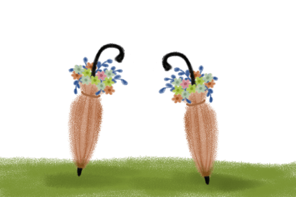 Cute Watercolor Umbrella with Plant Illustrations for Crafters & Etsy Sellers