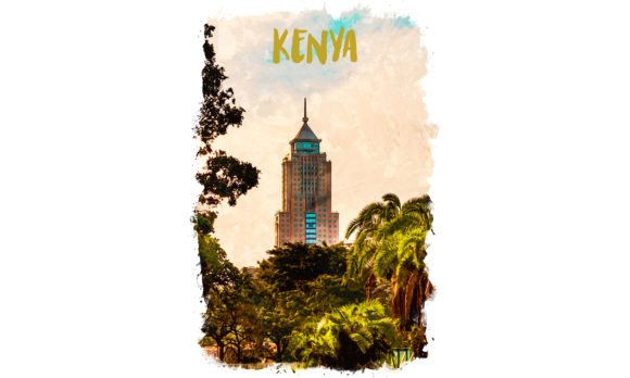 Elegant Kenya Africa Watercolor Poster Illustrations for Authentic Branding