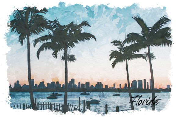 Florida Watercolor Poster: A Fresh Illustration for Local Branding and Packaging