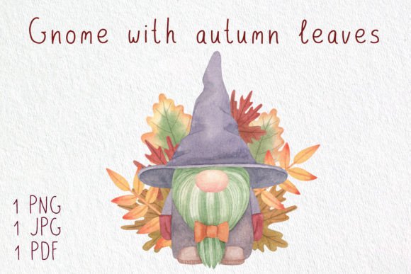 Gnome Autumn Watercolor Illustrations for Cozy Branding