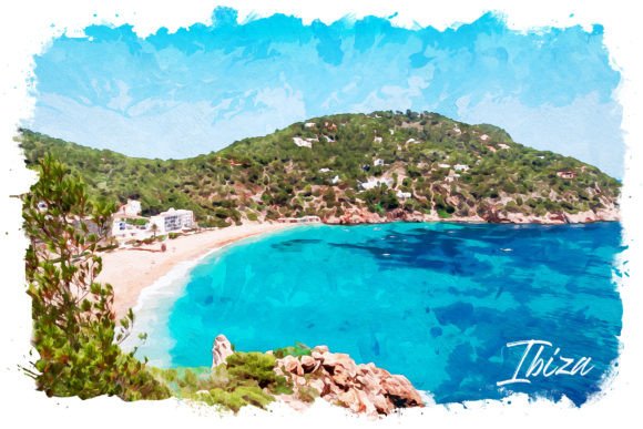 Ibiza Watercolor Poster Illustrations for Local Branding and Packaging Design