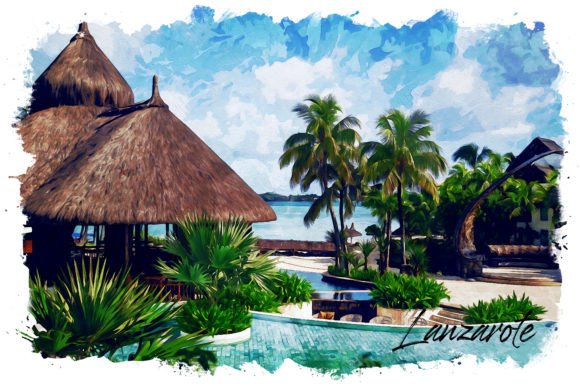 Lanzarote Watercolor Poster Illustrations for Bloggers and Publishers