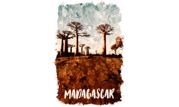 Madagascar Africa Watercolor Poster Review for Embroidery Designers