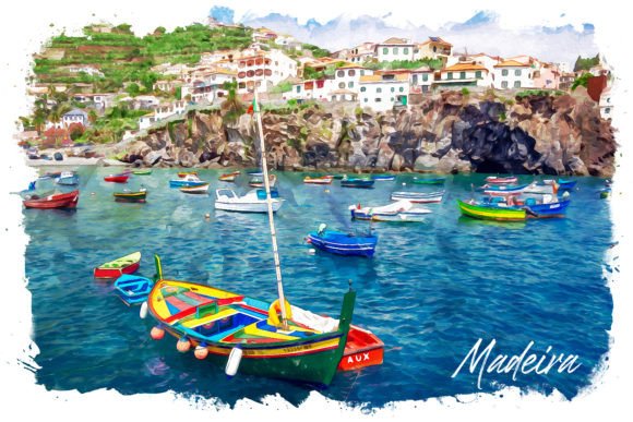 Madeira Watercolor Poster: A Soft, Artistic Illustration for Local Branding
