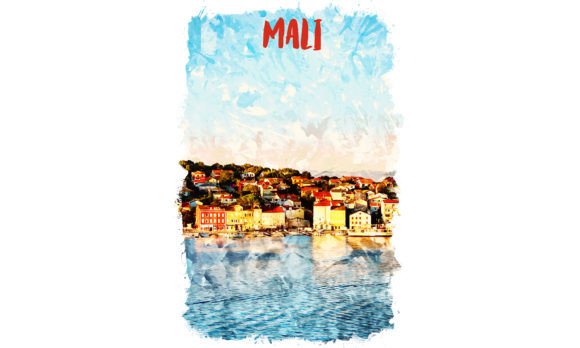 Mali Africa Watercolor Poster Illustrations for Digital Sellers