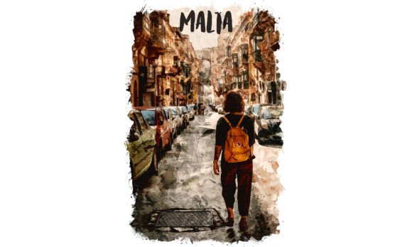 Malta Europe Watercolor Poster Brings Artistic Charm to Handmade Projects