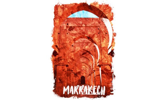 Marrakech Africa Watercolor Poster: A Fresh Illustration for Bloggers & Publishers