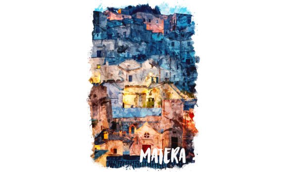 Matera Europe Watercolor Poster Brings Old-World Charm to Modern Branding