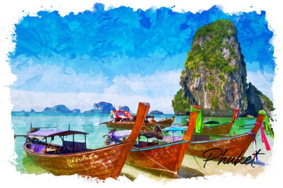 Phuket Watercolor Poster: A Versatile Illustration for Local Branding and Packaging