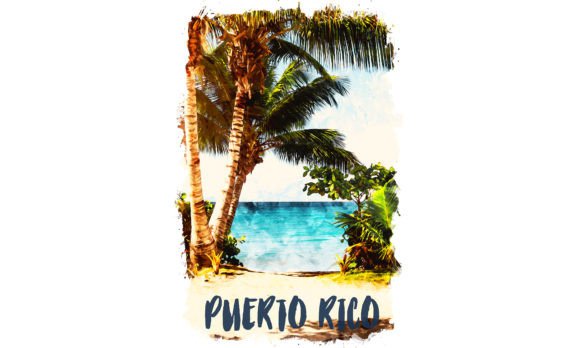 Puerto Rico Caribbean Watercolor Poster: A Vibrant Illustration for Local Branding and Packaging Design