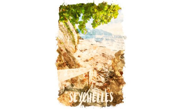 Seychelles Africa Watercolor Poster Illustrations for Creative Sellers