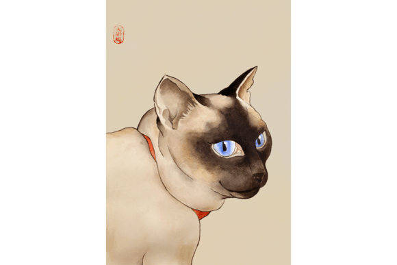 Siamese Cat Watercolor Illustration: A Charming Addition to Local Branding