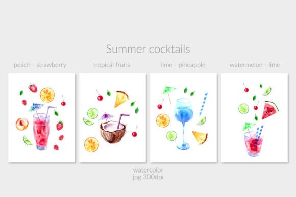 Summer Cocktails Watercolor Illustration Review