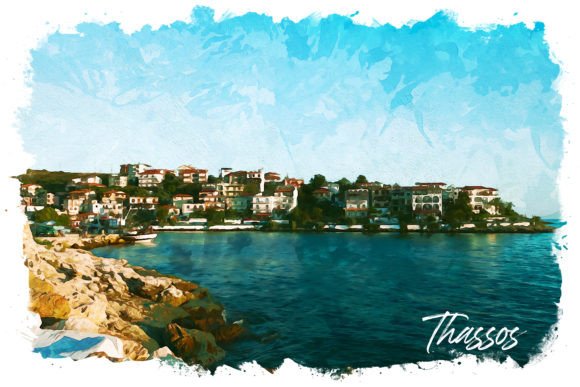 Thassos Watercolor Poster: A Versatile Illustration for Bloggers and Digital Publishers