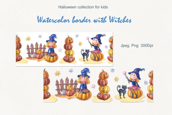 Watercolor Border with Witches: A Seasonal Illustration for Brand Storytelling