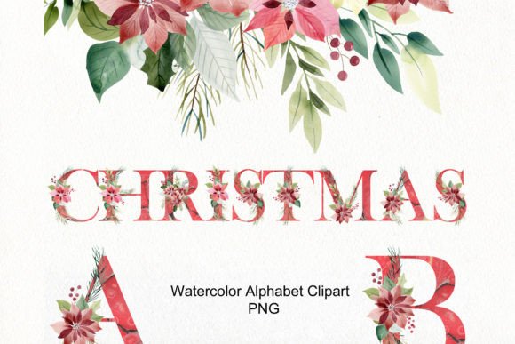 Watercolor Christmas Alphabet: Festive Illustrations for Local Business Branding