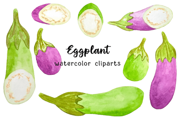 Watercolor Eggplant - Vegetable Clipart for Branding & Creative Projects