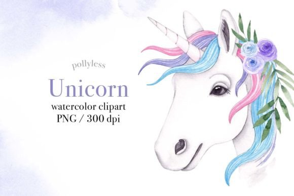 Watercolor Floral Unicorn Clipart PNG for Branding and Creative Projects