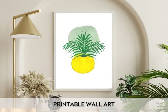 Watercolor Palm Leaf in a Vase Wall Art