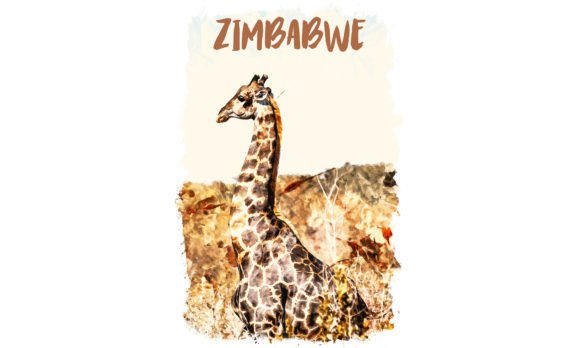 Zimbabwe Africa Watercolor Poster: A Vibrant Illustration for Authentic Brand Storytelling